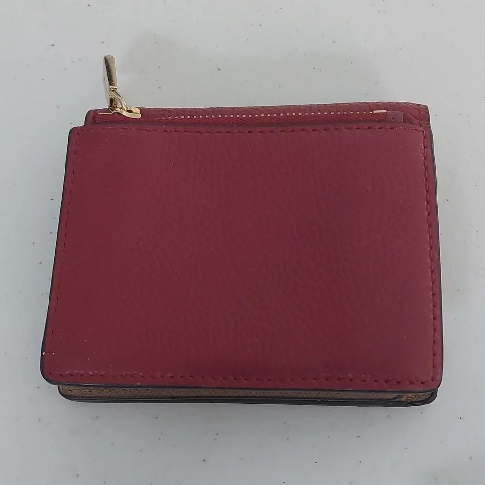 Michael Kors Bedford Brick Red Leather Carryall Card Case Wallet - Picture 2 of 10